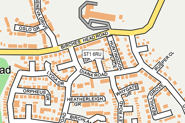 ST1 6RU map - OS OpenMap – Local (Ordnance Survey)