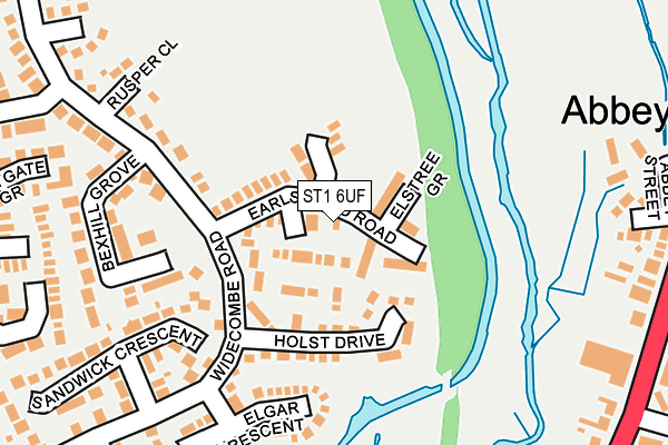 ST1 6UF map - OS OpenMap – Local (Ordnance Survey)