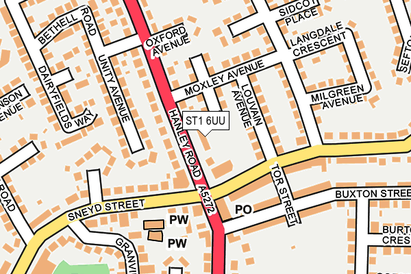 ST1 6UU map - OS OpenMap – Local (Ordnance Survey)