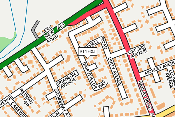 ST1 6XJ map - OS OpenMap – Local (Ordnance Survey)