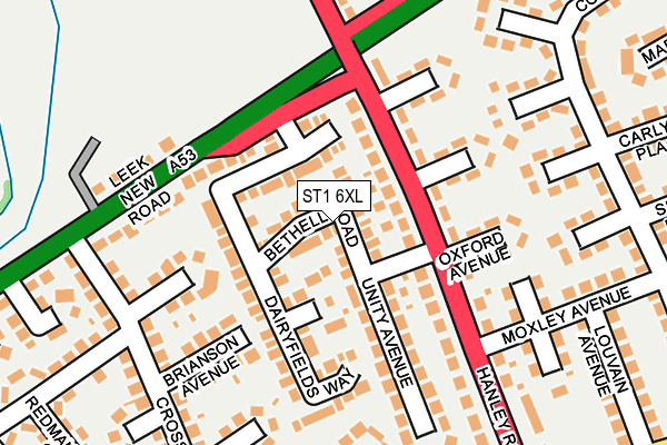 ST1 6XL map - OS OpenMap – Local (Ordnance Survey)