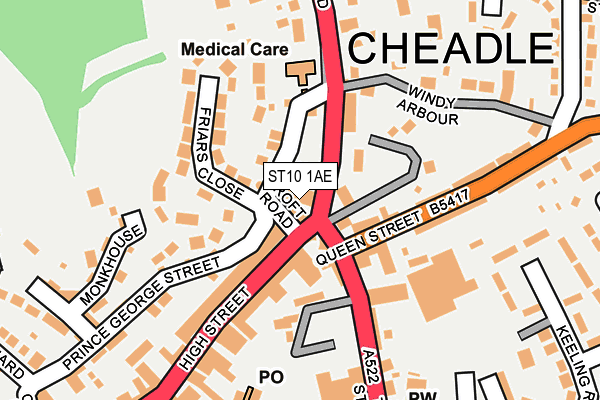 ST10 1AE map - OS OpenMap – Local (Ordnance Survey)