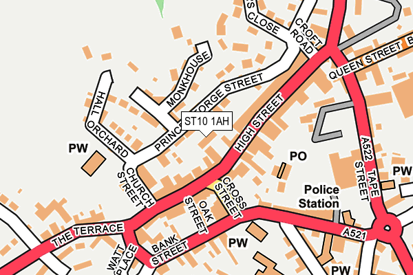 ST10 1AH map - OS OpenMap – Local (Ordnance Survey)