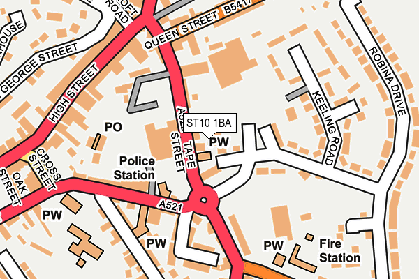 ST10 1BA map - OS OpenMap – Local (Ordnance Survey)