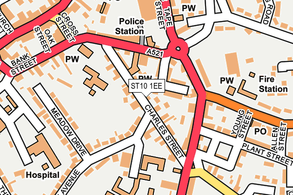 ST10 1EE map - OS OpenMap – Local (Ordnance Survey)