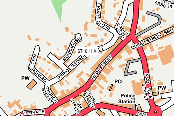 ST10 1HX map - OS OpenMap – Local (Ordnance Survey)