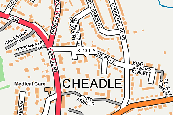 ST10 1JA map - OS OpenMap – Local (Ordnance Survey)
