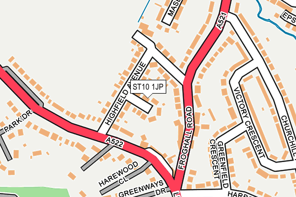 ST10 1JP map - OS OpenMap – Local (Ordnance Survey)