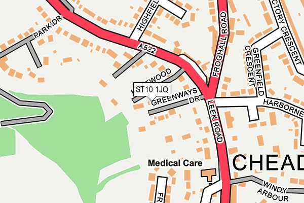 ST10 1JQ map - OS OpenMap – Local (Ordnance Survey)
