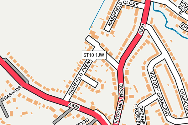 ST10 1JW map - OS OpenMap – Local (Ordnance Survey)