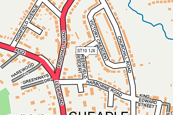 ST10 1JX map - OS OpenMap – Local (Ordnance Survey)