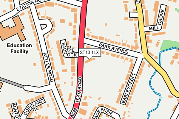 ST10 1LX map - OS OpenMap – Local (Ordnance Survey)