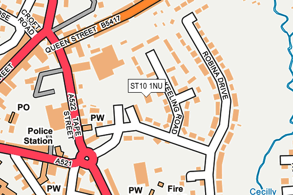 ST10 1NU map - OS OpenMap – Local (Ordnance Survey)