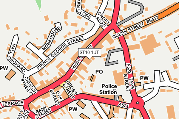 ST10 1UT map - OS OpenMap – Local (Ordnance Survey)