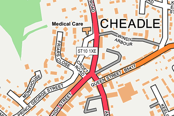 ST10 1XE map - OS OpenMap – Local (Ordnance Survey)