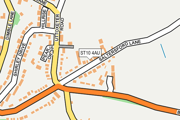 ST10 4AU map - OS OpenMap – Local (Ordnance Survey)