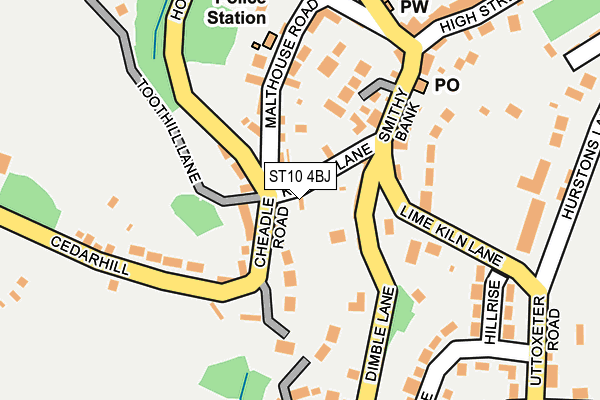 ST10 4BJ map - OS OpenMap – Local (Ordnance Survey)