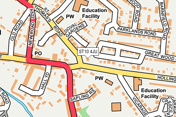 ST10 4JU map - OS OpenMap – Local (Ordnance Survey)
