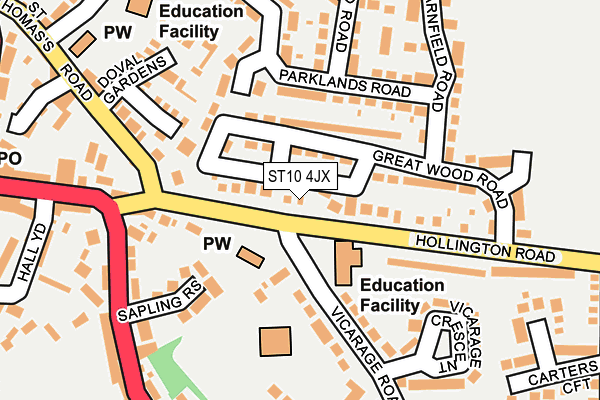 ST10 4JX map - OS OpenMap – Local (Ordnance Survey)