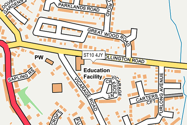 ST10 4JY map - OS OpenMap – Local (Ordnance Survey)