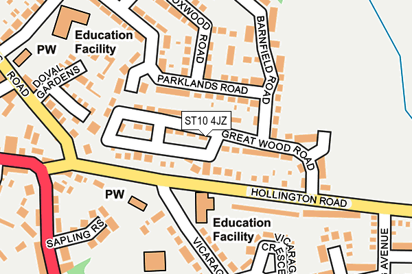 ST10 4JZ map - OS OpenMap – Local (Ordnance Survey)