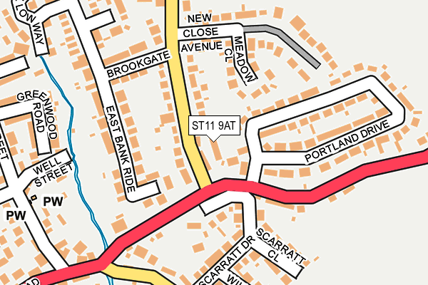 ST11 9AT map - OS OpenMap – Local (Ordnance Survey)