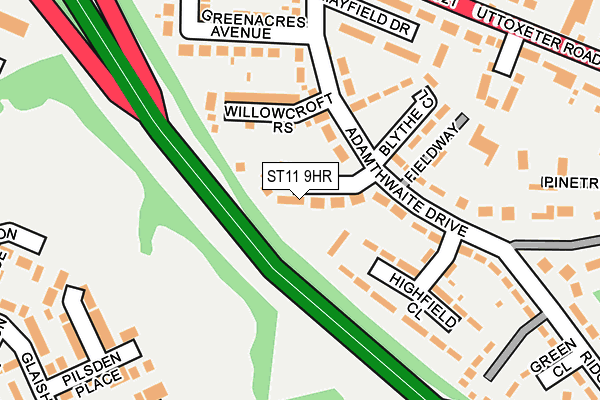 ST11 9HR map - OS OpenMap – Local (Ordnance Survey)