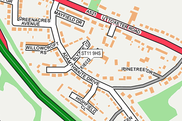 ST11 9HS map - OS OpenMap – Local (Ordnance Survey)