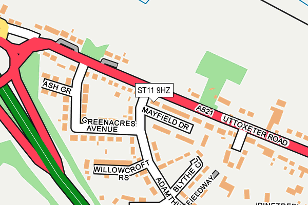 ST11 9HZ map - OS OpenMap – Local (Ordnance Survey)