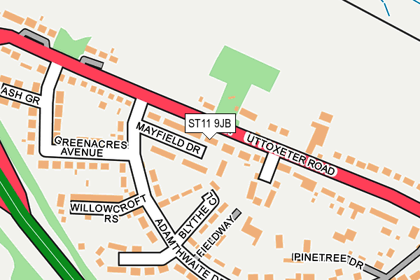 ST11 9JB map - OS OpenMap – Local (Ordnance Survey)