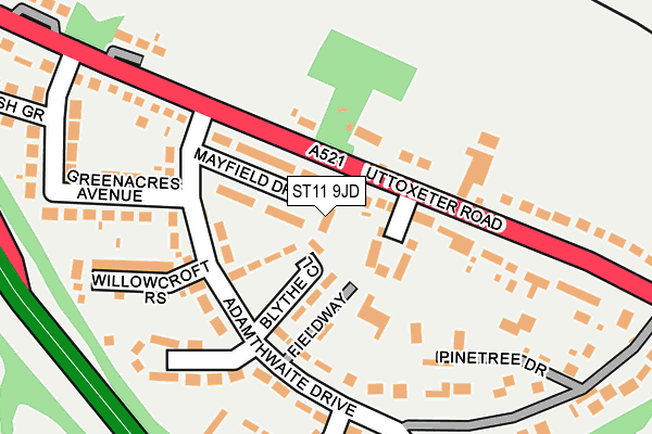 ST11 9JD map - OS OpenMap – Local (Ordnance Survey)