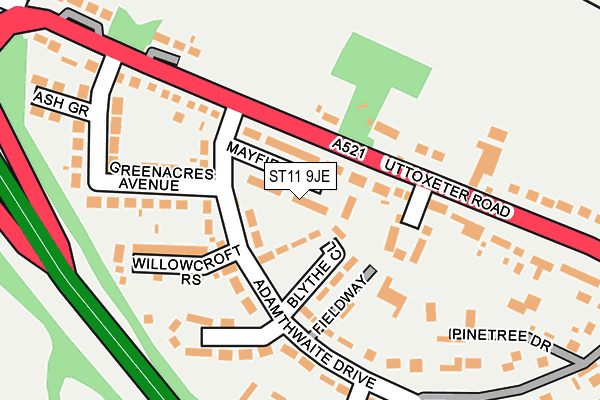 ST11 9JE map - OS OpenMap – Local (Ordnance Survey)