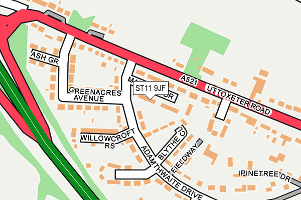 ST11 9JF map - OS OpenMap – Local (Ordnance Survey)