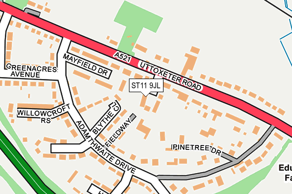 ST11 9JL map - OS OpenMap – Local (Ordnance Survey)