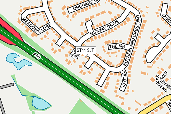 ST11 9JT map - OS OpenMap – Local (Ordnance Survey)