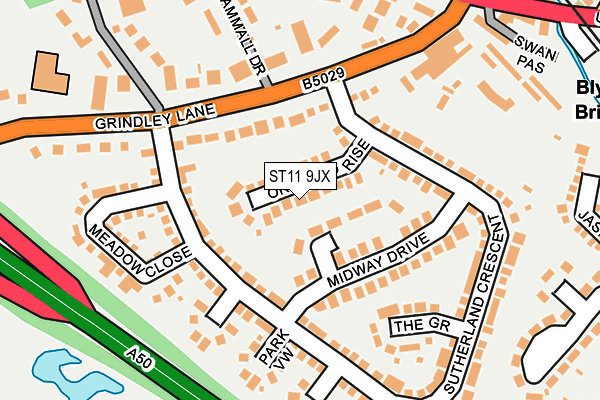 ST11 9JX map - OS OpenMap – Local (Ordnance Survey)