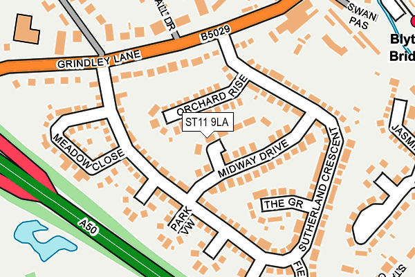 ST11 9LA map - OS OpenMap – Local (Ordnance Survey)