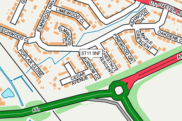 ST11 9NF map - OS OpenMap – Local (Ordnance Survey)