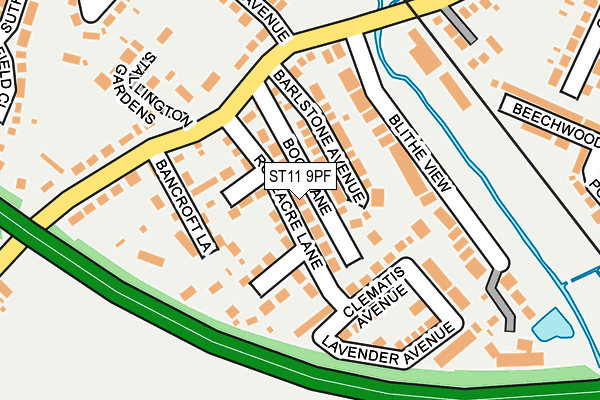 ST11 9PF map - OS OpenMap – Local (Ordnance Survey)