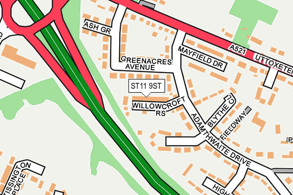 ST11 9ST map - OS OpenMap – Local (Ordnance Survey)