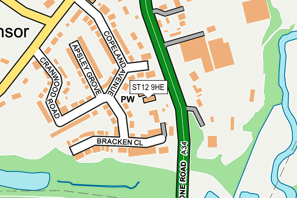 ST12 9HE map - OS OpenMap – Local (Ordnance Survey)