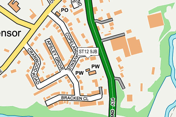 ST12 9JB map - OS OpenMap – Local (Ordnance Survey)