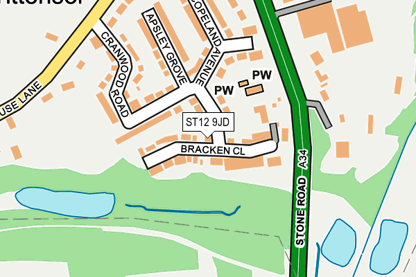 ST12 9JD map - OS OpenMap – Local (Ordnance Survey)
