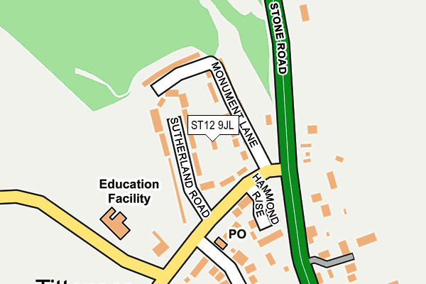 ST12 9JL map - OS OpenMap – Local (Ordnance Survey)