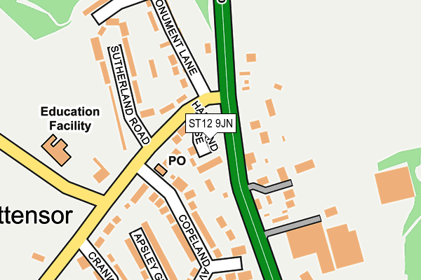 ST12 9JN map - OS OpenMap – Local (Ordnance Survey)