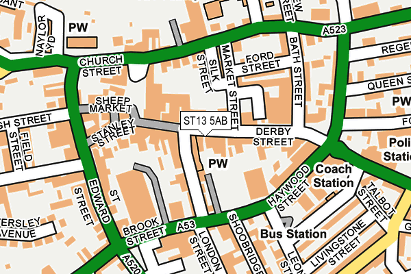 ST13 5AB map - OS OpenMap – Local (Ordnance Survey)