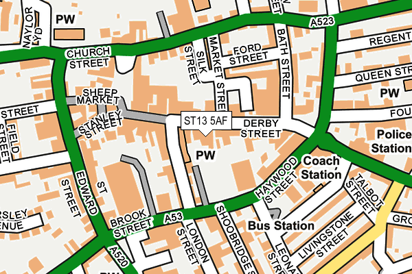ST13 5AF map - OS OpenMap – Local (Ordnance Survey)