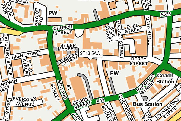 ST13 5AW map - OS OpenMap – Local (Ordnance Survey)