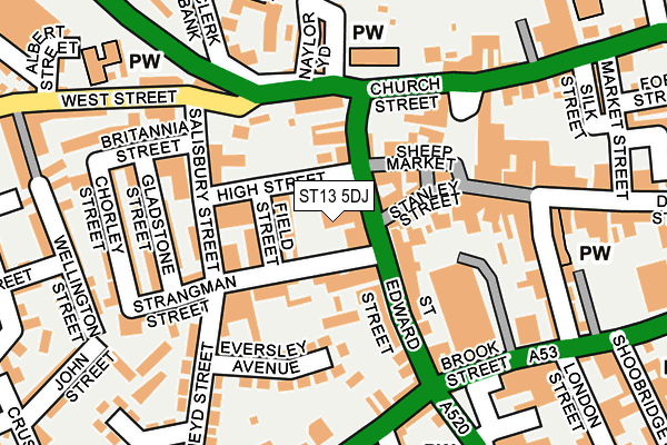 ST13 5DJ map - OS OpenMap – Local (Ordnance Survey)