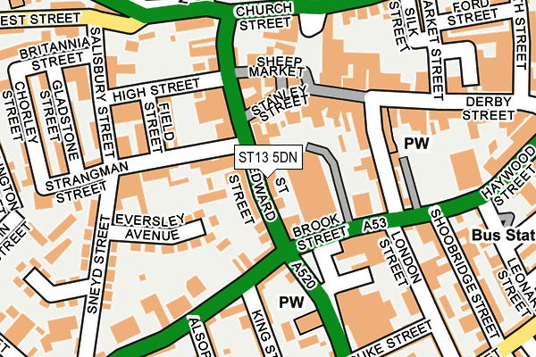 ST13 5DN map - OS OpenMap – Local (Ordnance Survey)